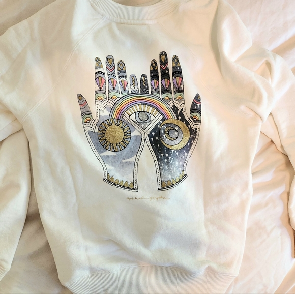 Spiritual Gangster Sweaters - Spiritual Gangster White Pullover Spiritual Yoga Astrology Crew Sweater Cotton